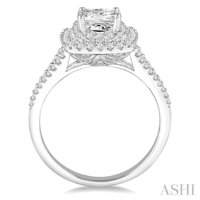Princess Shape Halo Diamond Engagement Ring-3
