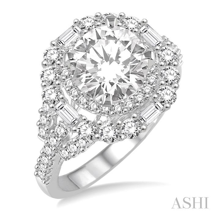 ROUND SHAPE SEMI-MOUNT HALO DIAMOND ENGAGEMENT RING