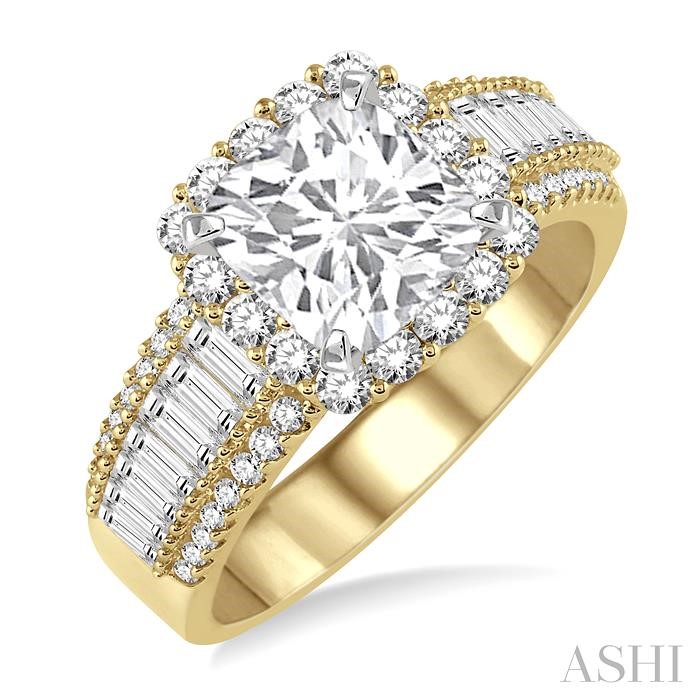 CUSHION SHAPE SEMI-MOUNT HALO DIAMOND ENGAGEMENT RING