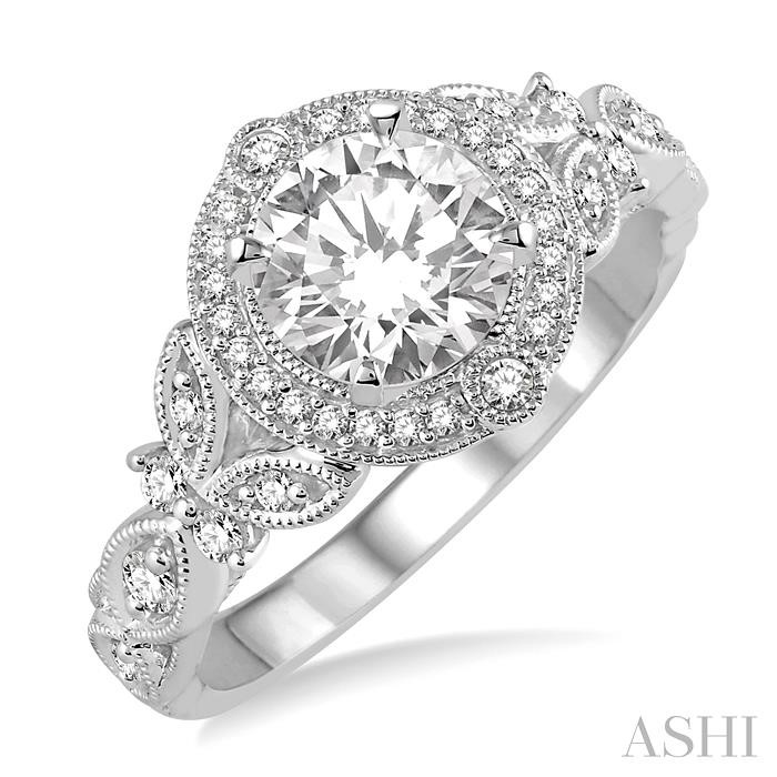 SEMI-MOUNT HALO DIAMOND ENGAGEMENT RING