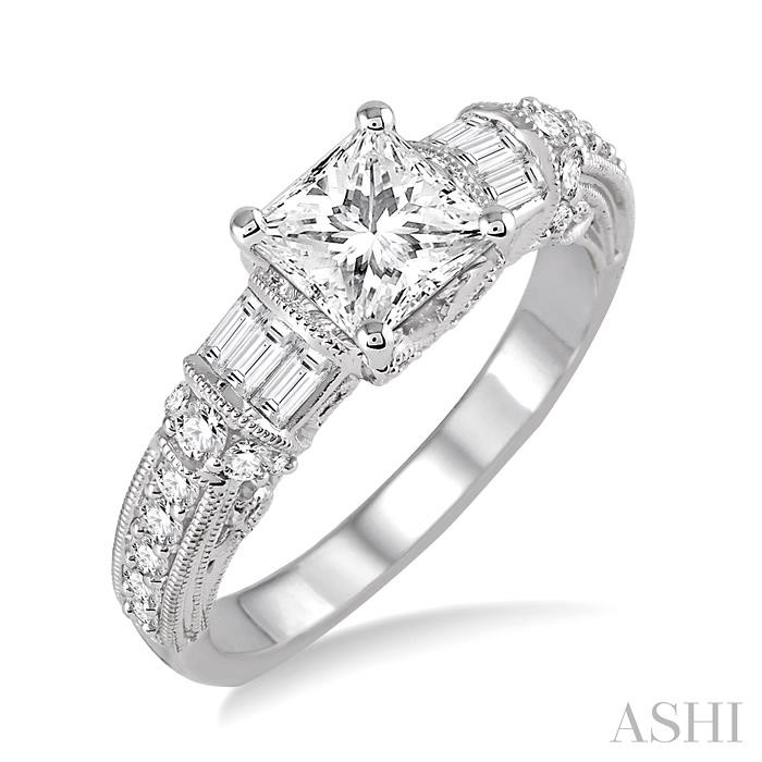 PRINCESS SHAPE SEMI-MOUNT DIAMOND ENGAGEMENT RING