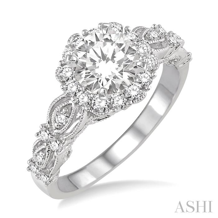 SEMI-MOUNT HALO DIAMOND ENGAGEMENT RING
