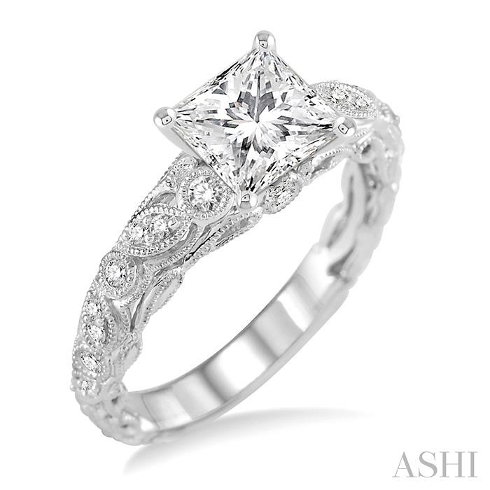 PRINCESS SHAPE SEMI-MOUNT DIAMOND ENGAGEMENT RING