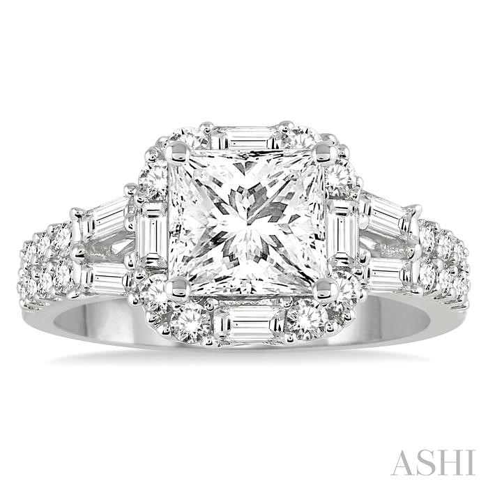 Princess Shape Semi-Mount Halo Diamond Engagement Ring-2