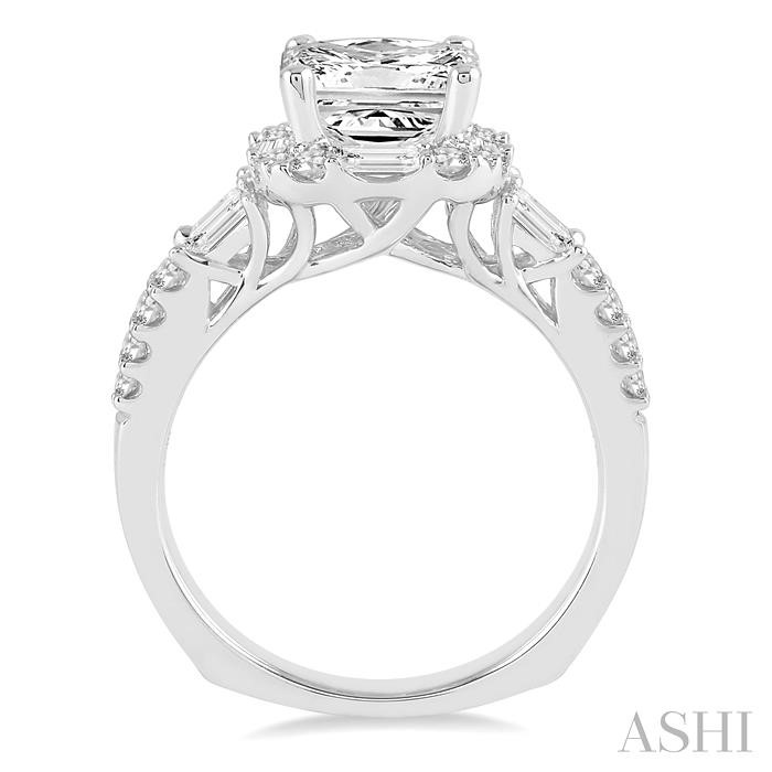 Princess Shape Semi-Mount Halo Diamond Engagement Ring-3