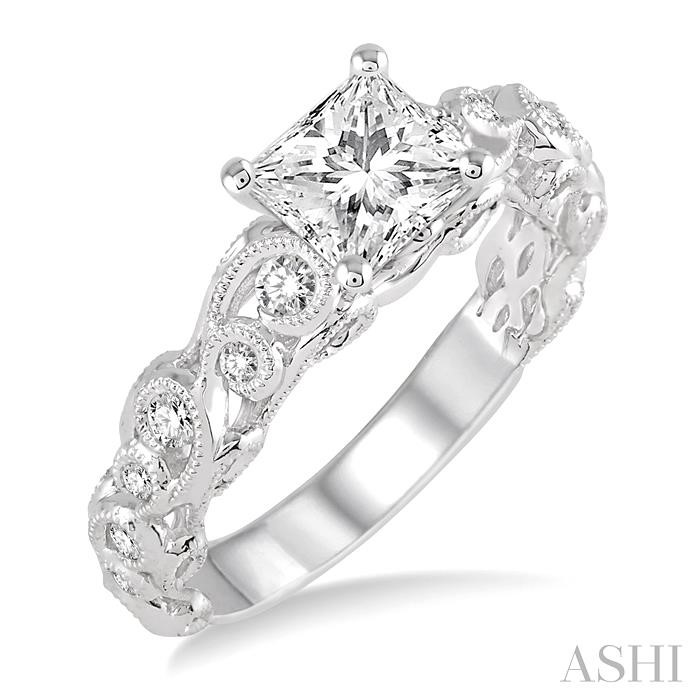 PRINCESS SHAPE SEMI-MOUNT DIAMOND ENGAGEMENT RING