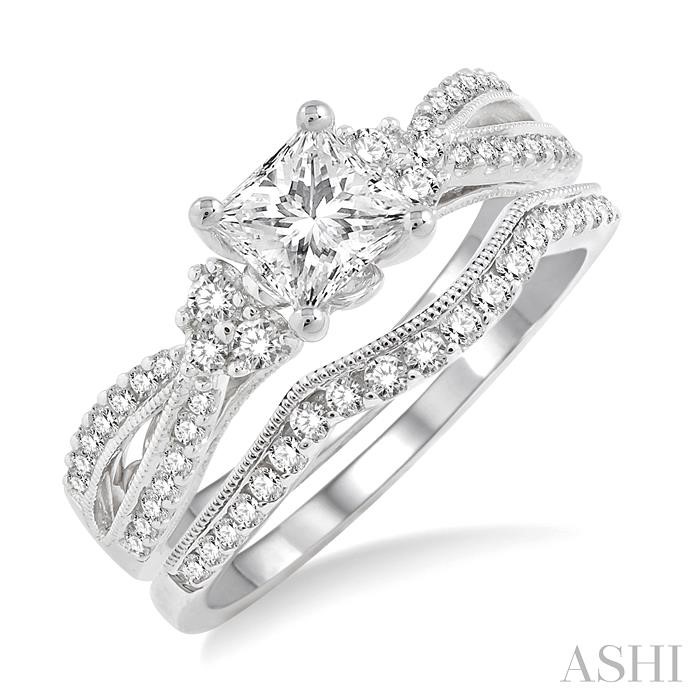 PRINCESS SHAPE DIAMOND WEDDING SET