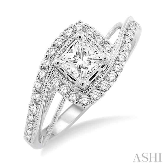 PRINCESS SHAPE SEMI-MOUNT DIAMOND ENGAGEMENT RING