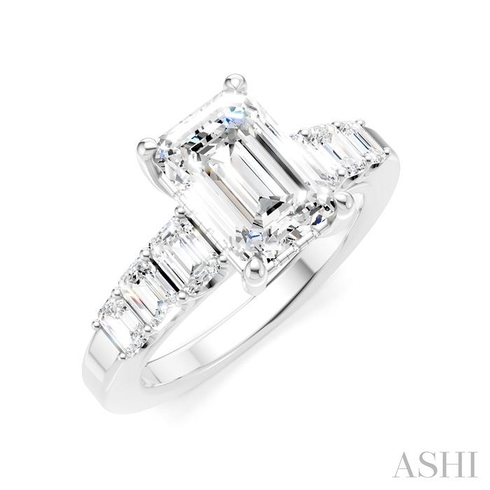 Emerald Shape Semi-Mount Diamond Engagement Ring