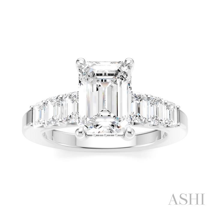Emerald Shape Semi-Mount Diamond Engagement Ring-2