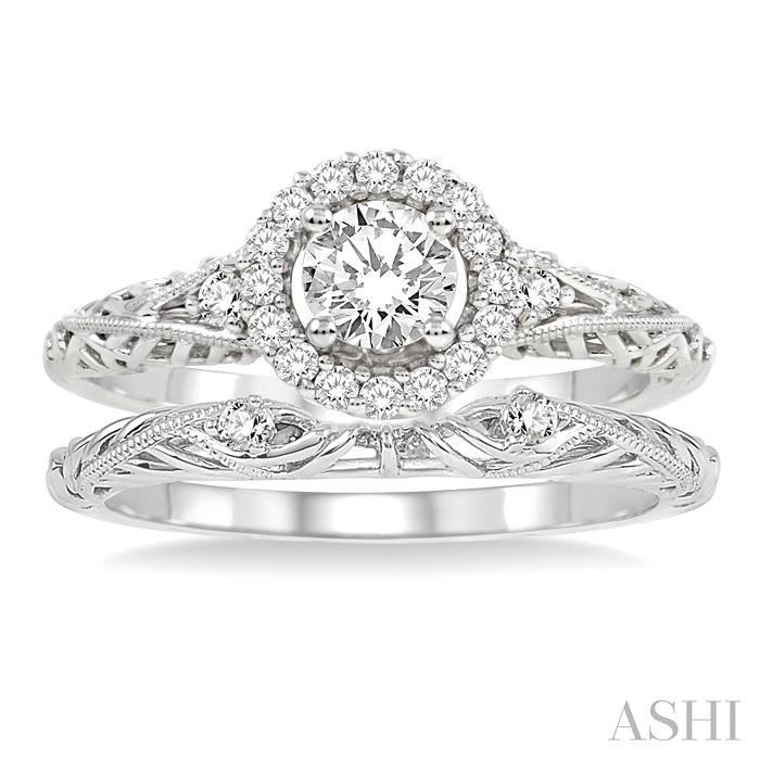 Round Shape Halo Diamond Wedding Set-2