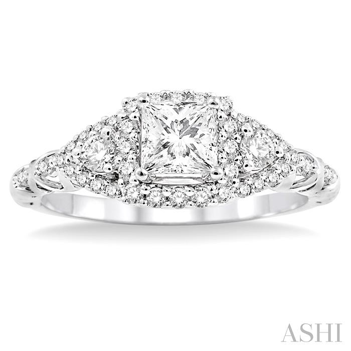 Princess Shape Halo Diamond Engagement Ring-2