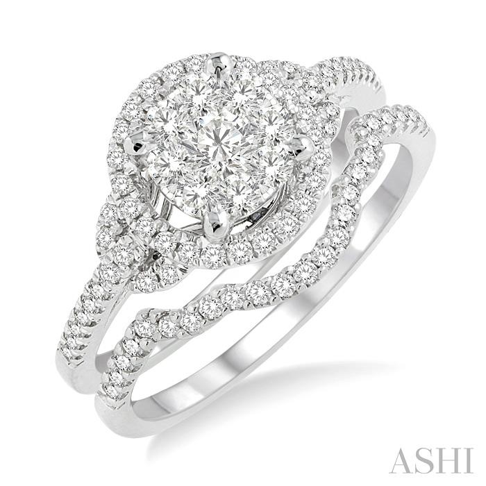 Round Shape Halo Lovebright Diamond Wedding Set