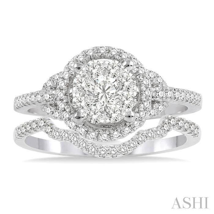 Round Shape Halo Lovebright Diamond Wedding Set-2
