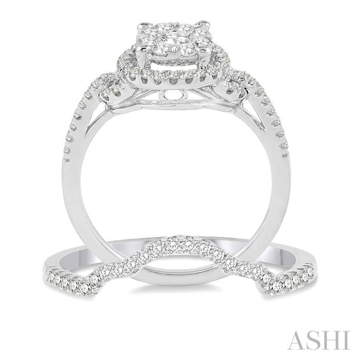 Round Shape Halo Lovebright Diamond Wedding Set-3
