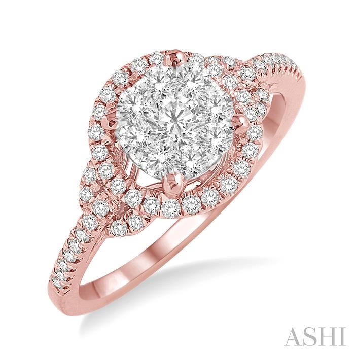 ROUND SHAPE HALO LOVEBRIGHT DIAMOND ENGAGEMENT RING