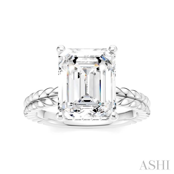 Emerald Shape Semi-Mount Diamond Engagement Ring