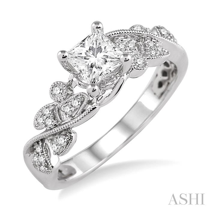 PRINCESS SHAPE SEMI-MOUNT DIAMOND ENGAGEMENT RING