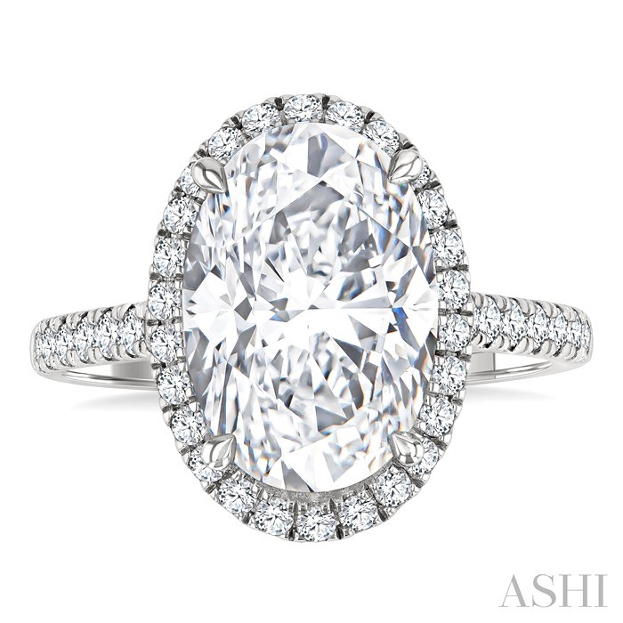 Oval Shape Semi-Mount Halo Diamond Engagement Ring