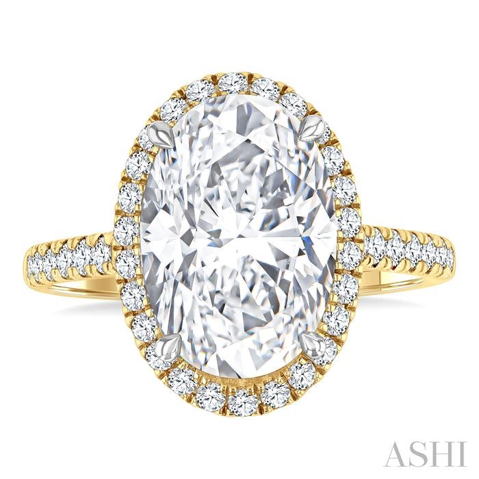 Oval Shape Semi-Mount Halo Diamond Engagement Ring