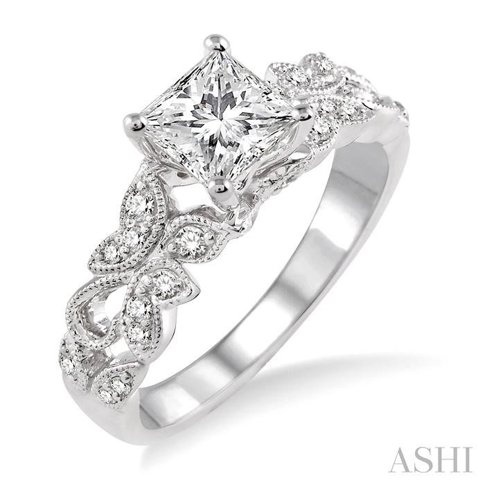 PRINCESS SHAPE SEMI-MOUNT DIAMOND ENGAGEMENT RING