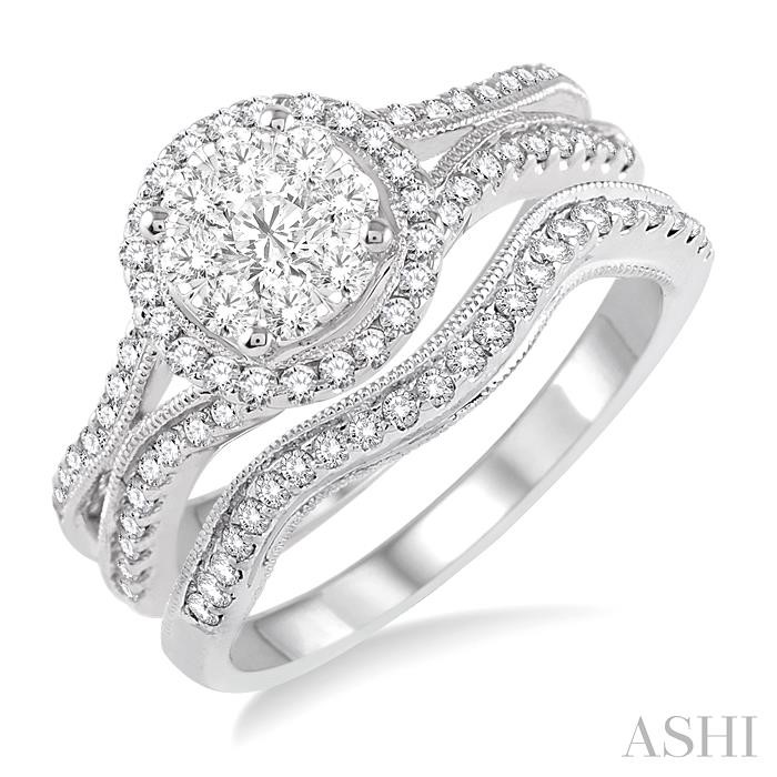 Round Shape Halo Lovebright Diamond Wedding Set
