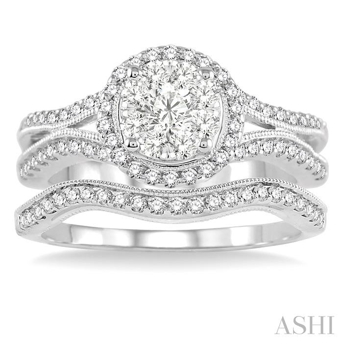 Round Shape Halo Lovebright Diamond Wedding Set-2
