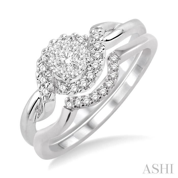 ROUND SHAPE LOVEBRIGHT HALO DIAMOND WEDDING SET