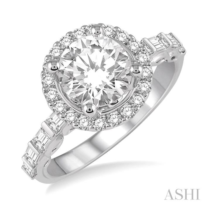 ROUND SHAPE SEMI-MOUNT HALO DIAMOND ENGAGEMENT RING