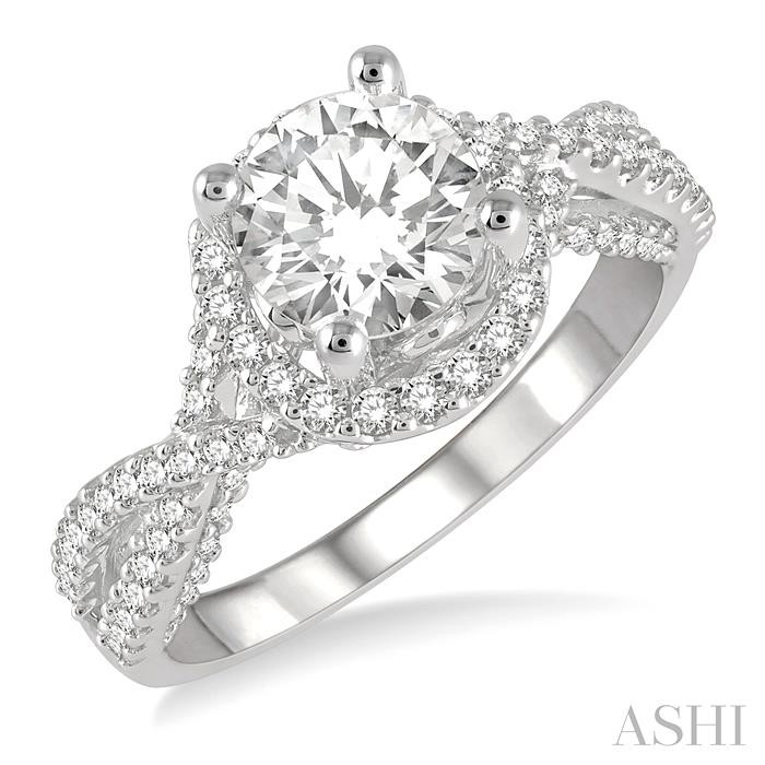 Round Shape Semi-Mount Halo Diamond Engagement Ring