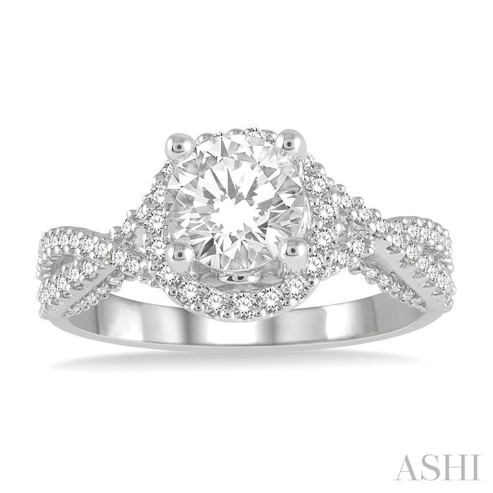 Round Shape Semi-Mount Halo Diamond Engagement Ring-2