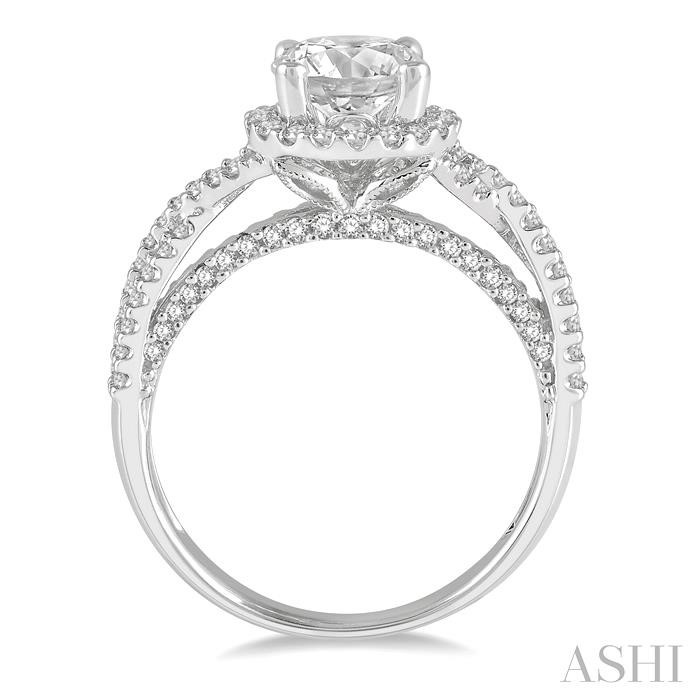 Round Shape Semi-Mount Halo Diamond Engagement Ring-3