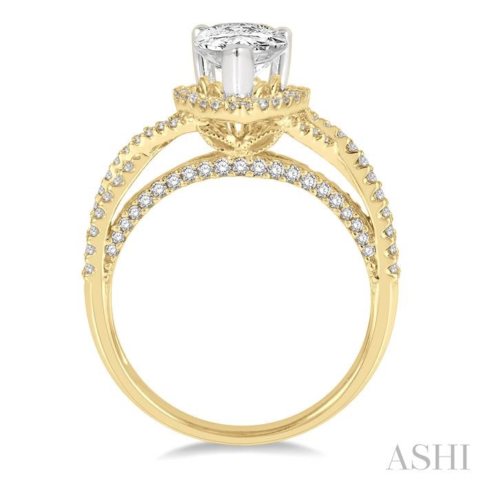 Pear Shape Semi-Mount Halo Diamond Engagement Ring-3