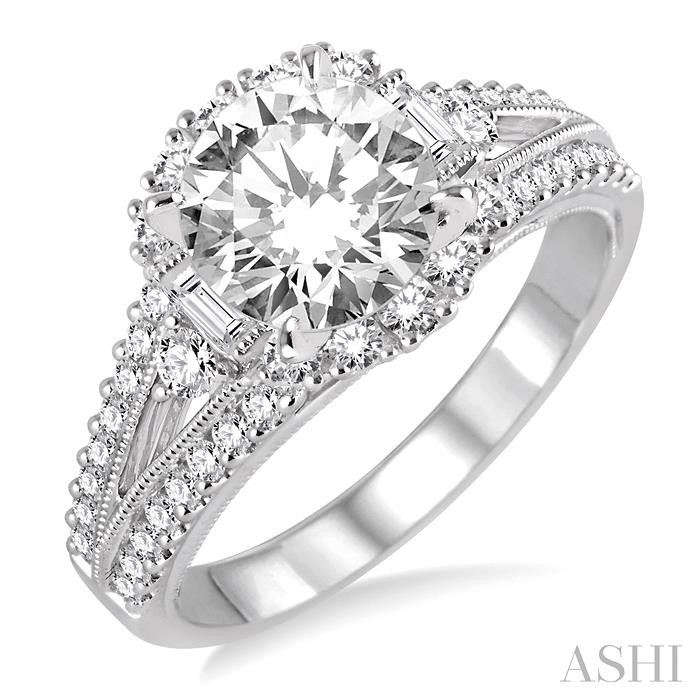 ROUND SHAPE SEMI-MOUNT HALO DIAMOND ENGAGEMENT RING