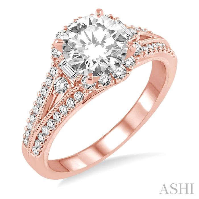 ROUND SHAPE SEMI-MOUNT HALO DIAMOND ENGAGEMENT RING