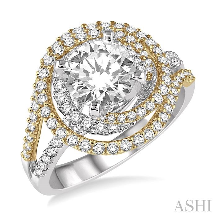 ROUND SHAPE SEMI-MOUNT HALO DIAMOND ENGAGEMENT RING