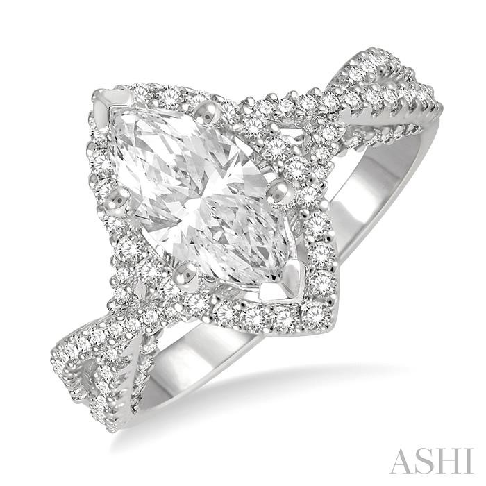 MARQUISE SHAPE SEMI-MOUNT DIAMOND ENGAGEMENT RING
