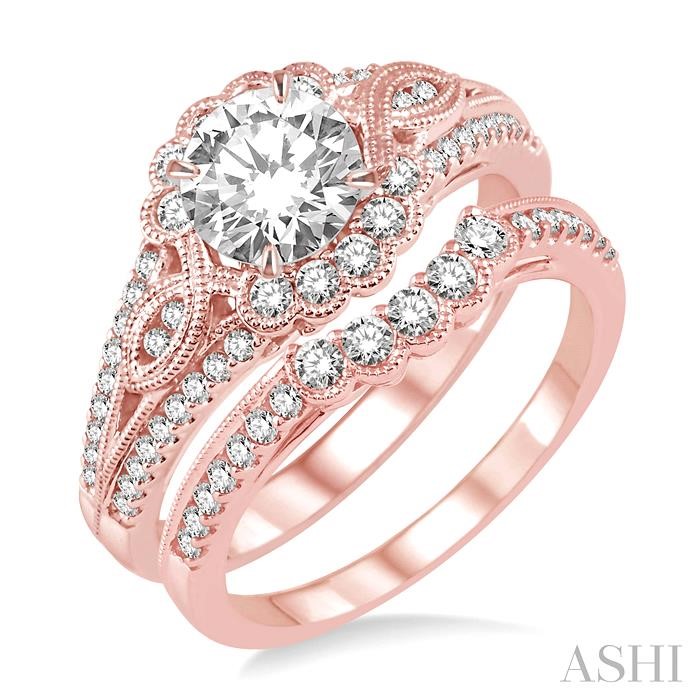 FLOWER HALO DIAMOND WEDDING SET