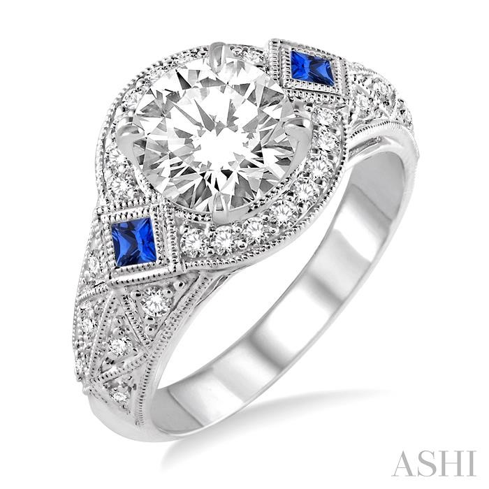 SEMI-MOUNT GEMSTONE & DIAMOND ENGAGEMENT RING