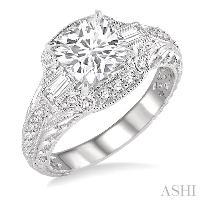 CUSHION SHAPE SEMI-MOUNT DIAMOND ENGAGEMENT RING