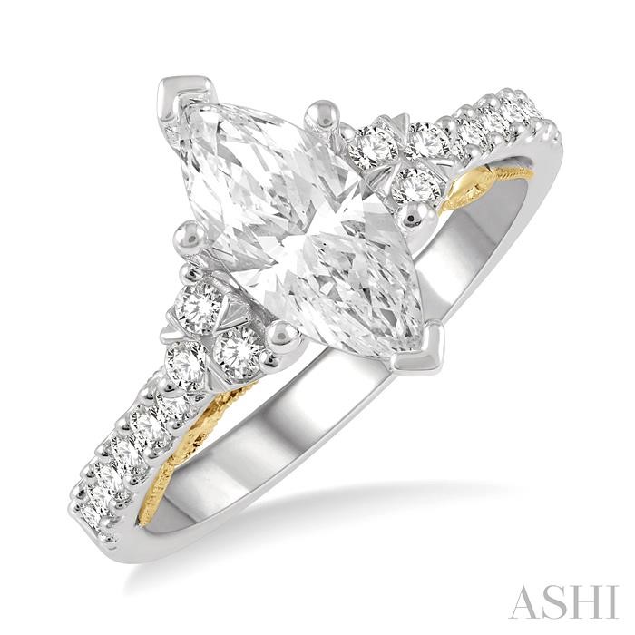 MARQUISE SHAPE SEMI-MOUNT DIAMOND ENGAGEMENT RING