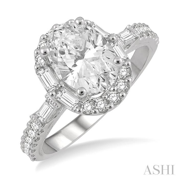 OVAL SHAPE SEMI-MOUNT HALO DIAMOND ENGAGEMENT RING