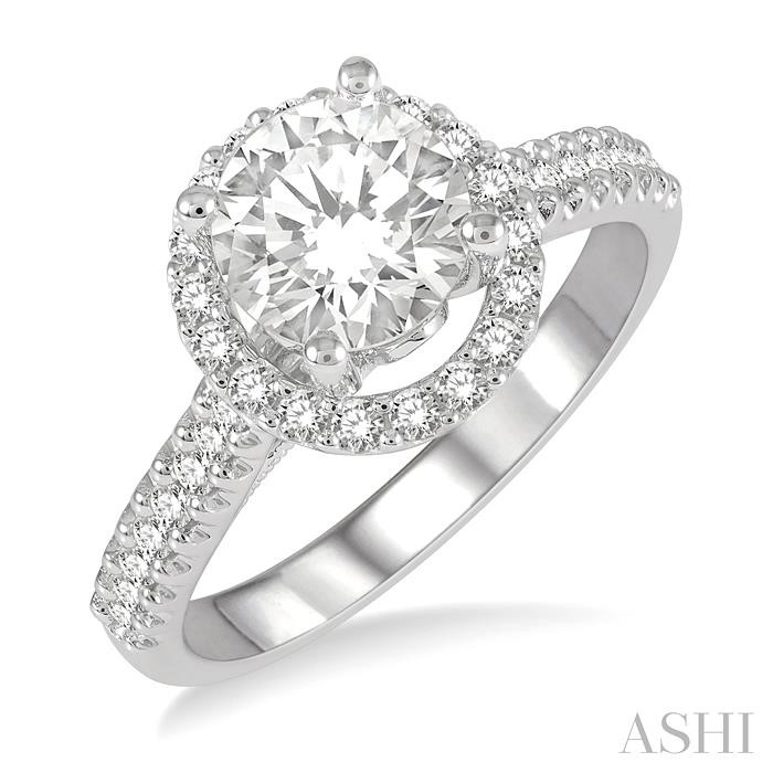 ROUND SHAPE SEMI-MOUNT HALO DIAMOND ENGAGEMENT RING