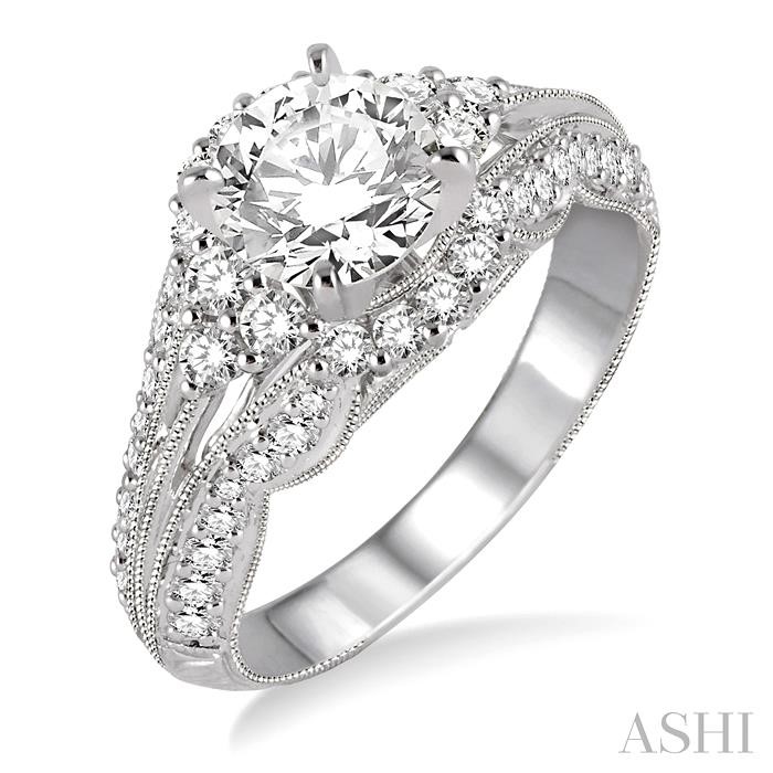 ROUND SHAPE SEMI-MOUNT HALO DIAMOND ENGAGEMENT RING