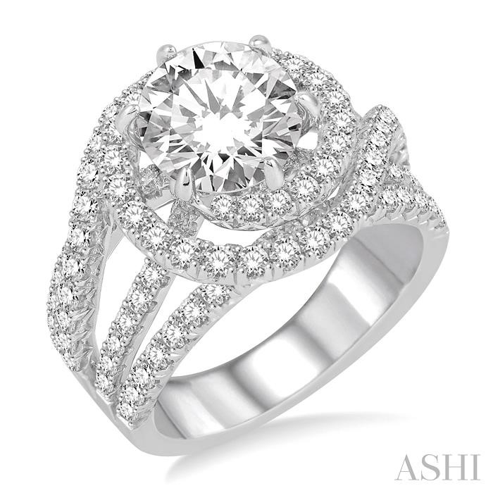 ROUND SHAPE SEMI-MOUNT HALO DIAMOND ENGAGEMENT RING