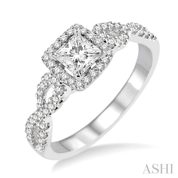 PRINCESS SHAPE HALO DIAMOND ENGAGEMENT RING