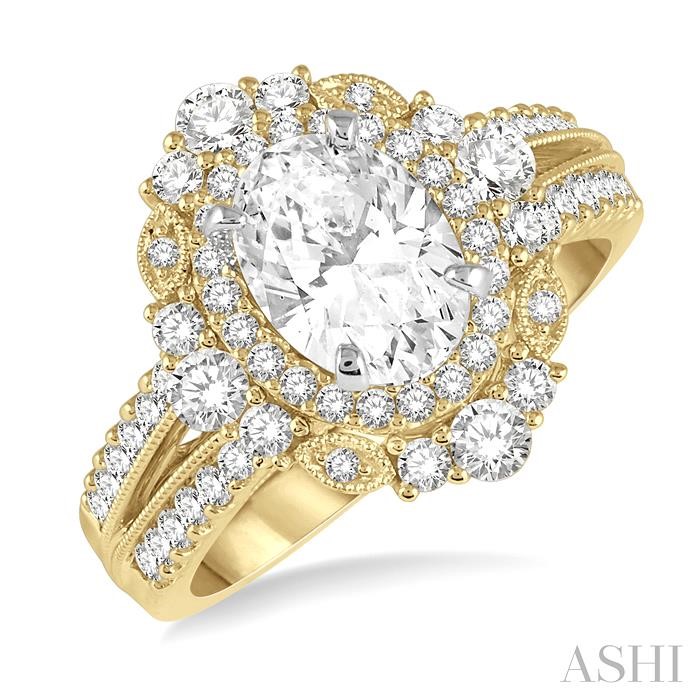 OVAL SHAPE SEMI-MOUNT HALO DIAMOND ENGAGEMENT RING