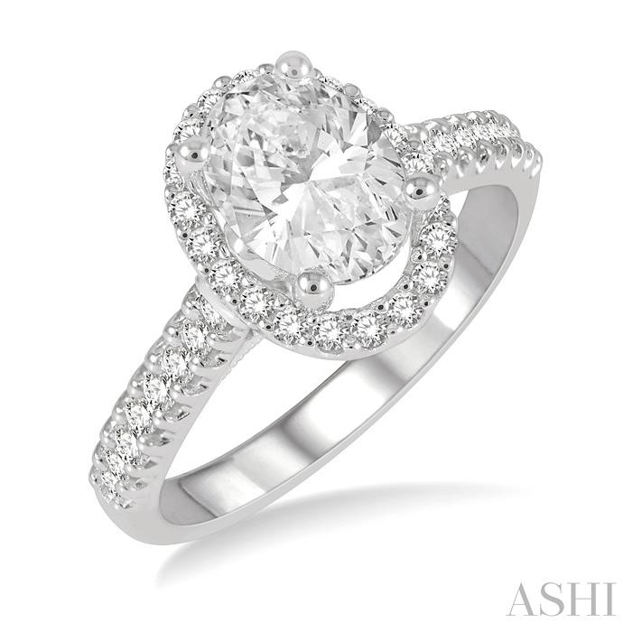 OVAL SHAPE SEMI-MOUNT HALO DIAMOND ENGAGEMENT RING