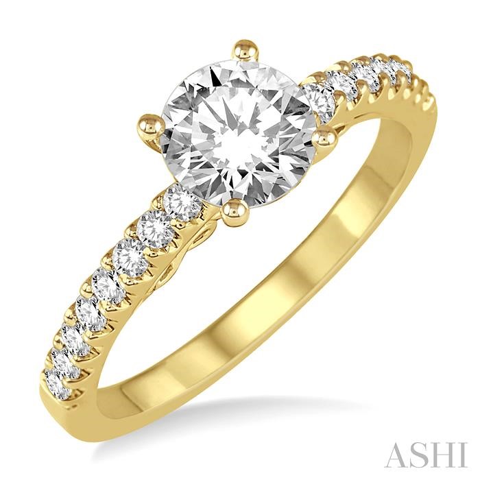 Round Shape Semi-Mount Diamond Engagement Ring