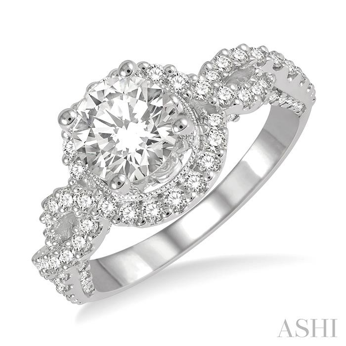 ROUND SHAPE SEMI-MOUNT HALO DIAMOND ENGAGEMENT RING